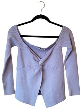 Abercrombie & Fitch Lighr Blue Knot Front Ribbed Off Shoulder Top Size M NWT